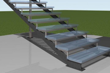 Двухмаршевая лестница на металлокаркасе